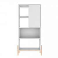 Manhattan Comfort 308AMC157 Bowery Bookcase with 5 Shelves in White and Oak